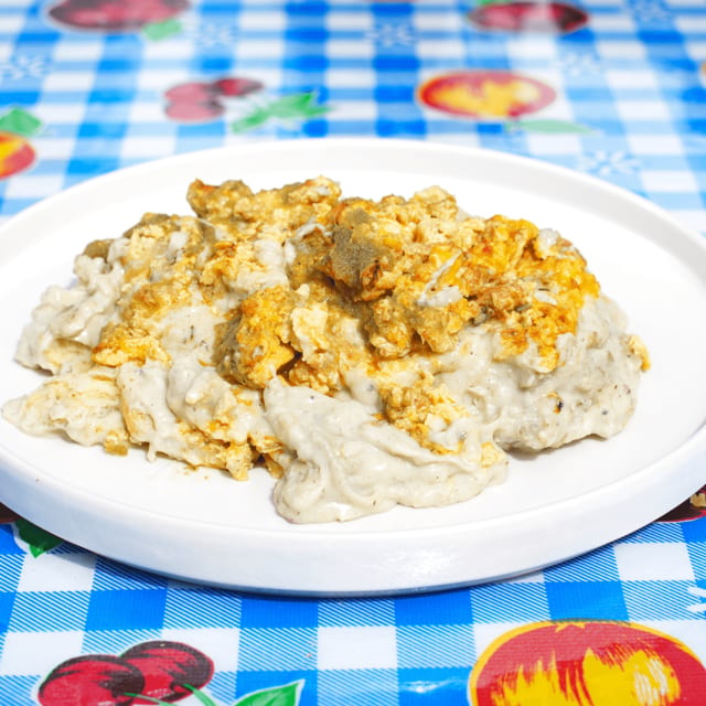 Chorizo Scramble Biscuits and Gravy.