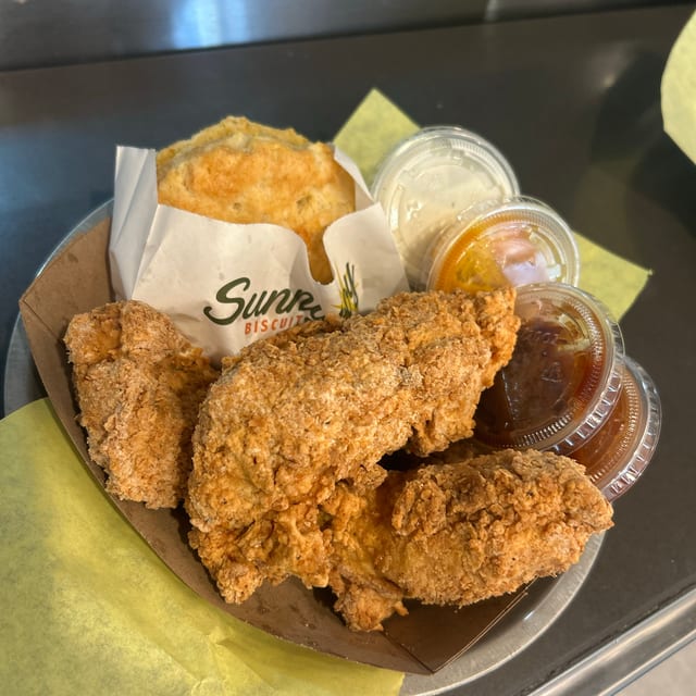 Hand Cut Chicken Tenders.
